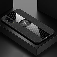 Funda Silicona Carcasa Ultrafina Goma con Magnetico Anillo de dedo Soporte X01L para Samsung Galaxy A90 5G Negro