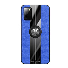 Funda Silicona Carcasa Ultrafina Goma con Magnetico Anillo de dedo Soporte X01L para Samsung Galaxy F02S SM-E025F Azul