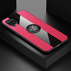 Funda Silicona Carcasa Ultrafina Goma con Magnetico Anillo de dedo Soporte X01L para Samsung Galaxy F12 Rojo