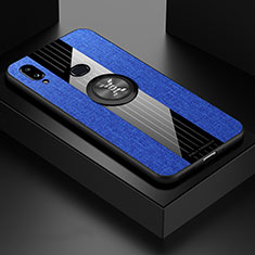 Funda Silicona Carcasa Ultrafina Goma con Magnetico Anillo de dedo Soporte X01L para Samsung Galaxy M01s Azul