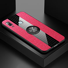 Funda Silicona Carcasa Ultrafina Goma con Magnetico Anillo de dedo Soporte X01L para Samsung Galaxy M10S Rojo