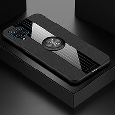 Funda Silicona Carcasa Ultrafina Goma con Magnetico Anillo de dedo Soporte X01L para Samsung Galaxy M12 Negro
