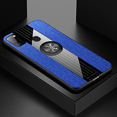 Funda Silicona Carcasa Ultrafina Goma con Magnetico Anillo de dedo Soporte X01L para Samsung Galaxy M21 Azul