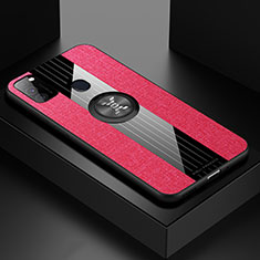 Funda Silicona Carcasa Ultrafina Goma con Magnetico Anillo de dedo Soporte X01L para Samsung Galaxy M21 Rojo