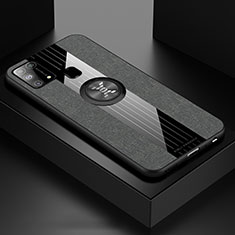 Funda Silicona Carcasa Ultrafina Goma con Magnetico Anillo de dedo Soporte X01L para Samsung Galaxy M31 Prime Edition Gris