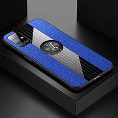 Funda Silicona Carcasa Ultrafina Goma con Magnetico Anillo de dedo Soporte X01L para Samsung Galaxy M31s Azul