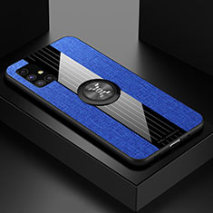 Funda Silicona Carcasa Ultrafina Goma con Magnetico Anillo de dedo Soporte X01L para Samsung Galaxy M51 Azul