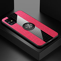 Funda Silicona Carcasa Ultrafina Goma con Magnetico Anillo de dedo Soporte X01L para Samsung Galaxy M51 Rojo