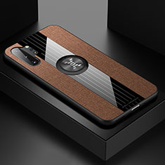 Funda Silicona Carcasa Ultrafina Goma con Magnetico Anillo de dedo Soporte X01L para Samsung Galaxy Note 10 Plus 5G Marron