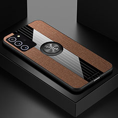 Funda Silicona Carcasa Ultrafina Goma con Magnetico Anillo de dedo Soporte X01L para Samsung Galaxy Note 20 5G Marron