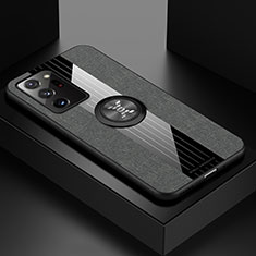 Funda Silicona Carcasa Ultrafina Goma con Magnetico Anillo de dedo Soporte X01L para Samsung Galaxy Note 20 Ultra 5G Gris