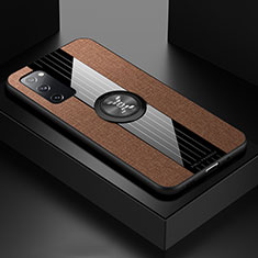 Funda Silicona Carcasa Ultrafina Goma con Magnetico Anillo de dedo Soporte X01L para Samsung Galaxy S20 Lite 5G Marron