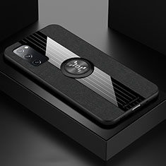 Funda Silicona Carcasa Ultrafina Goma con Magnetico Anillo de dedo Soporte X01L para Samsung Galaxy S20 Lite 5G Negro