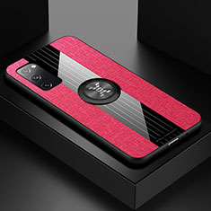 Funda Silicona Carcasa Ultrafina Goma con Magnetico Anillo de dedo Soporte X01L para Samsung Galaxy S20 Lite 5G Rojo