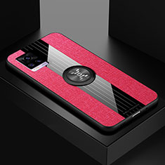 Funda Silicona Carcasa Ultrafina Goma con Magnetico Anillo de dedo Soporte X01L para Vivo V20 Rojo