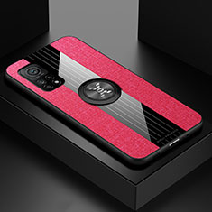 Funda Silicona Carcasa Ultrafina Goma con Magnetico Anillo de dedo Soporte X01L para Xiaomi Mi 10T Pro 5G Rojo