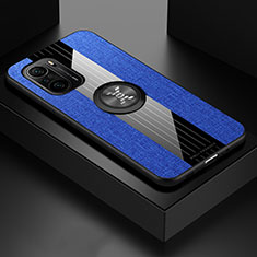 Funda Silicona Carcasa Ultrafina Goma con Magnetico Anillo de dedo Soporte X01L para Xiaomi Mi 11X 5G Azul