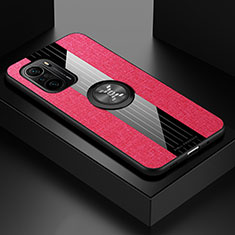 Funda Silicona Carcasa Ultrafina Goma con Magnetico Anillo de dedo Soporte X01L para Xiaomi Mi 11X Pro 5G Rojo