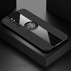 Funda Silicona Carcasa Ultrafina Goma con Magnetico Anillo de dedo Soporte X01L para Xiaomi Mi Note 10 Lite Negro