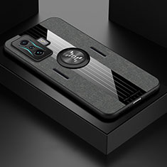 Funda Silicona Carcasa Ultrafina Goma con Magnetico Anillo de dedo Soporte X01L para Xiaomi Poco F4 GT 5G Gris