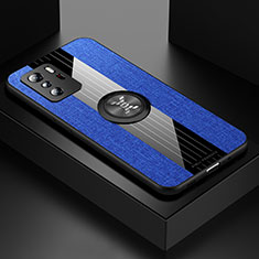 Funda Silicona Carcasa Ultrafina Goma con Magnetico Anillo de dedo Soporte X01L para Xiaomi Poco X3 GT 5G Azul