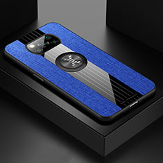 Funda Silicona Carcasa Ultrafina Goma con Magnetico Anillo de dedo Soporte X01L para Xiaomi Poco X3 NFC Azul