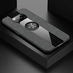 Funda Silicona Carcasa Ultrafina Goma con Magnetico Anillo de dedo Soporte X01L para Xiaomi Poco X3 NFC Gris