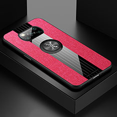 Funda Silicona Carcasa Ultrafina Goma con Magnetico Anillo de dedo Soporte X01L para Xiaomi Poco X3 NFC Rojo