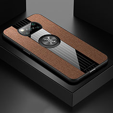 Funda Silicona Carcasa Ultrafina Goma con Magnetico Anillo de dedo Soporte X01L para Xiaomi Poco X3 Pro Marron