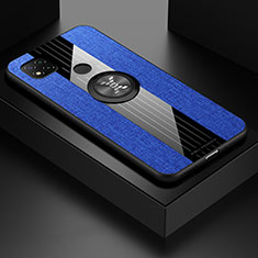 Funda Silicona Carcasa Ultrafina Goma con Magnetico Anillo de dedo Soporte X01L para Xiaomi Redmi 10A 4G Azul
