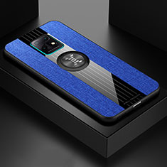 Funda Silicona Carcasa Ultrafina Goma con Magnetico Anillo de dedo Soporte X01L para Xiaomi Redmi 10X 5G Azul