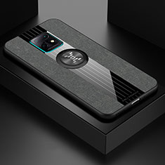 Funda Silicona Carcasa Ultrafina Goma con Magnetico Anillo de dedo Soporte X01L para Xiaomi Redmi 10X Pro 5G Gris