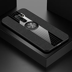 Funda Silicona Carcasa Ultrafina Goma con Magnetico Anillo de dedo Soporte X01L para Xiaomi Redmi 9 Negro