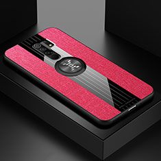 Funda Silicona Carcasa Ultrafina Goma con Magnetico Anillo de dedo Soporte X01L para Xiaomi Redmi 9 Rojo