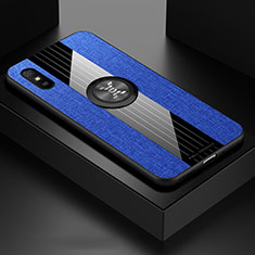 Funda Silicona Carcasa Ultrafina Goma con Magnetico Anillo de dedo Soporte X01L para Xiaomi Redmi 9A Azul