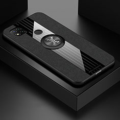 Funda Silicona Carcasa Ultrafina Goma con Magnetico Anillo de dedo Soporte X01L para Xiaomi Redmi 9C Negro