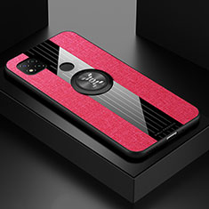 Funda Silicona Carcasa Ultrafina Goma con Magnetico Anillo de dedo Soporte X01L para Xiaomi Redmi 9C NFC Rojo
