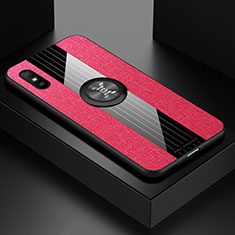 Funda Silicona Carcasa Ultrafina Goma con Magnetico Anillo de dedo Soporte X01L para Xiaomi Redmi 9i Rojo