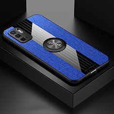 Funda Silicona Carcasa Ultrafina Goma con Magnetico Anillo de dedo Soporte X01L para Xiaomi Redmi Note 10 5G Azul