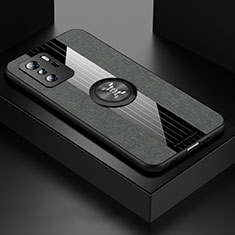 Funda Silicona Carcasa Ultrafina Goma con Magnetico Anillo de dedo Soporte X01L para Xiaomi Redmi Note 10 Pro 5G Gris