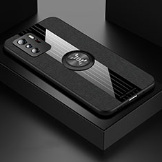 Funda Silicona Carcasa Ultrafina Goma con Magnetico Anillo de dedo Soporte X01L para Xiaomi Redmi Note 10 Pro 5G Negro