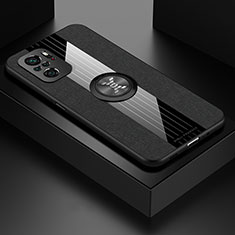 Funda Silicona Carcasa Ultrafina Goma con Magnetico Anillo de dedo Soporte X01L para Xiaomi Redmi Note 10S 4G Negro