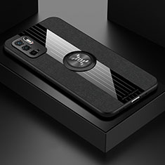 Funda Silicona Carcasa Ultrafina Goma con Magnetico Anillo de dedo Soporte X01L para Xiaomi Redmi Note 10T 5G Negro