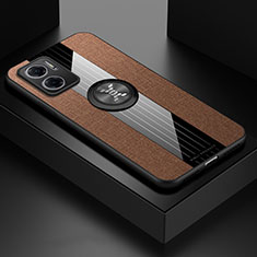 Funda Silicona Carcasa Ultrafina Goma con Magnetico Anillo de dedo Soporte X01L para Xiaomi Redmi Note 11E 5G Marron