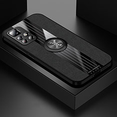 Funda Silicona Carcasa Ultrafina Goma con Magnetico Anillo de dedo Soporte X01L para Xiaomi Redmi Note 11S 5G Negro
