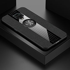 Funda Silicona Carcasa Ultrafina Goma con Magnetico Anillo de dedo Soporte X01L para Xiaomi Redmi Note 9 Pro Max Negro