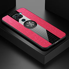 Funda Silicona Carcasa Ultrafina Goma con Magnetico Anillo de dedo Soporte X01L para Xiaomi Redmi Note 9 Rojo