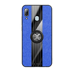 Funda Silicona Carcasa Ultrafina Goma con Magnetico Anillo de dedo Soporte X02L para Samsung Galaxy A20 Azul