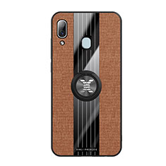 Funda Silicona Carcasa Ultrafina Goma con Magnetico Anillo de dedo Soporte X02L para Samsung Galaxy A20 Marron