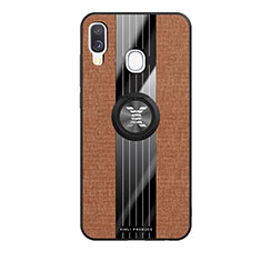 Funda Silicona Carcasa Ultrafina Goma con Magnetico Anillo de dedo Soporte X02L para Samsung Galaxy A40 Marron